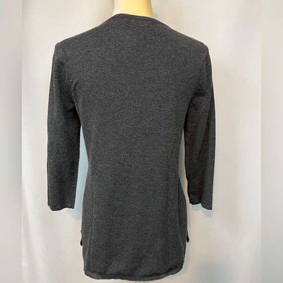 Grey Long Sleeve V-Neck Sweater With Zipper Small - Picture 2 of 7
